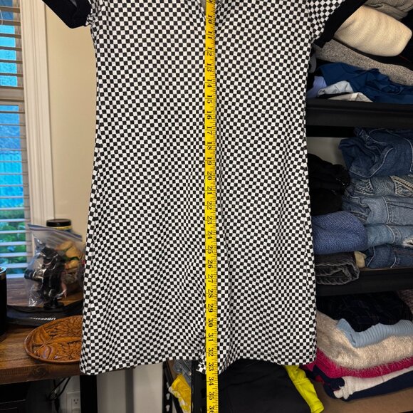 Urban Revivo Checker Mini Dress | Size L | Stretch Knit | Snap-Front - Picture 6 of 8